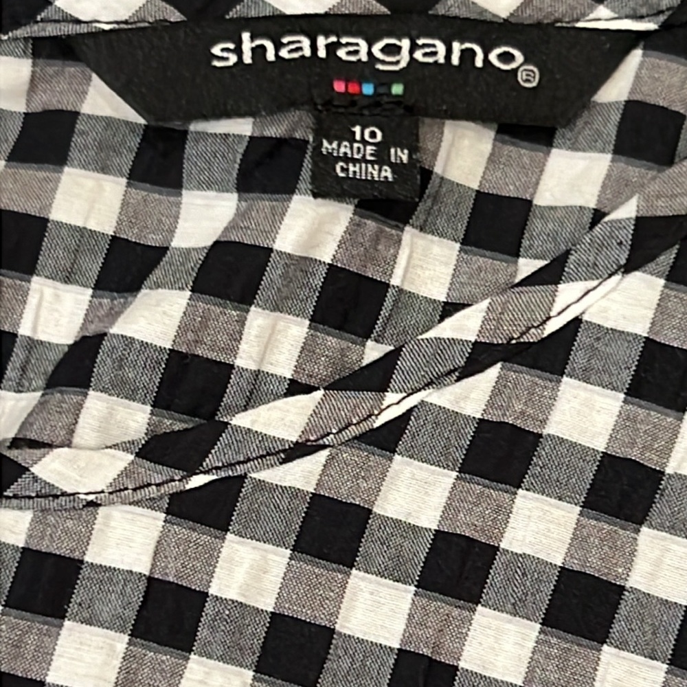 NWT Sharagano Grace Gingham Dress Size 10 Black/White Checkered Classic - Picture 13 of 16